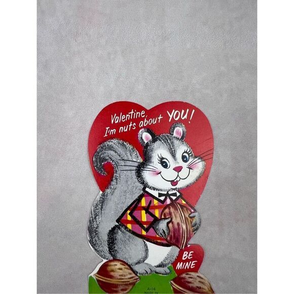 Vintage Valentine’s Day Card Anthropomorphic Squirrel Kitschy Ephemera - Picture 3 of 5